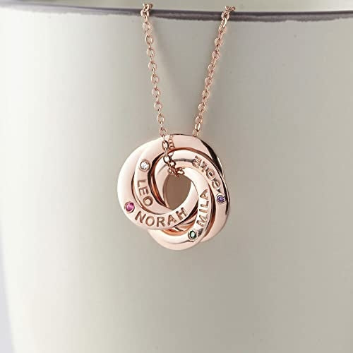 Mom Birthstone Name Necklace