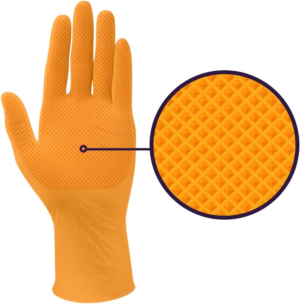 Inspire HEAVY DUTY ORIGINAL Stretch Nitrile Black Gloves Disposable Latex Free | Food, Mechanic, 6mil Black or 8 Mil Orange