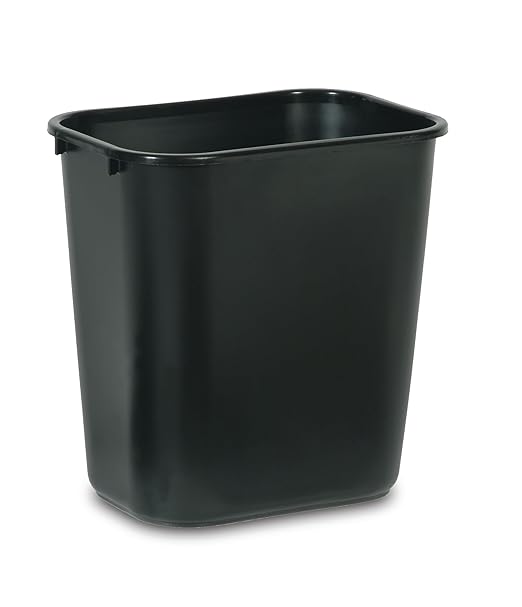 Rubbermaid Commercial Products Wastebasket/Trash Can, 7-Gallon/28-Quart, Black, Plastic, for Bedroom/Bathroom/Office, Fits Under Desk/Sink/Cabinet, Pack of 4