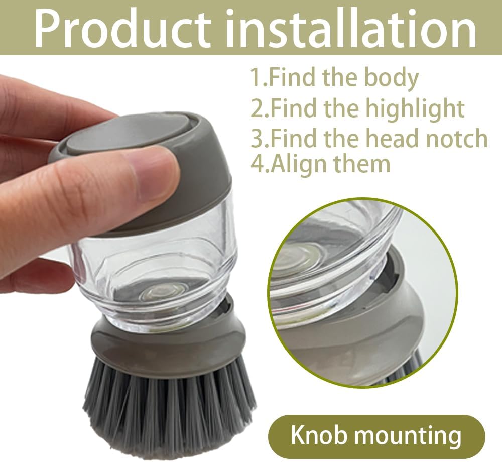 Palm Brush Refills, Dish Brush Replacement Head, 4 Pack