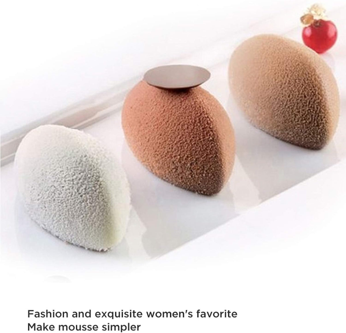 OCPO KITCHEN Quenelle Silicone Mold for Baking Mousse Cake, Fruit French Dessert, Pastry, Chocolate, Pudding, Jelly, Ice Cream, Quenelle Mold (12-Cavity)