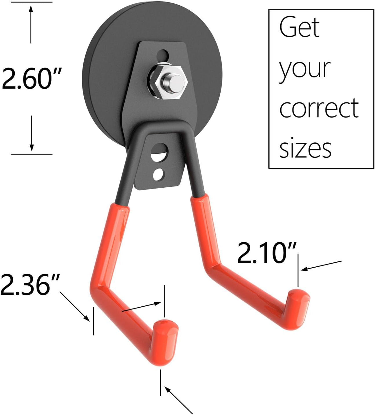 Garage Magnet Hooks, Heavy Duty Magnetic Hooks Tool Hangers for Garage Workshop Magnetic Metal Wall Hook Hangers with Anti-Slip Coating for Ladders, Garden Tools, Bulky Items (4 Pack)