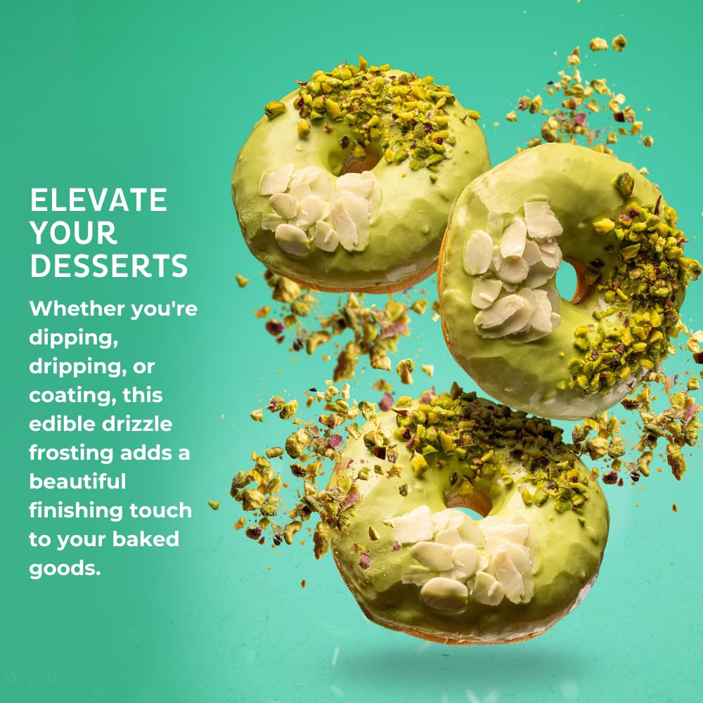 Pistachio-Flavored Cake Drizzle by Chefmaster, Edible Cake Drip Frosting for Decorating, Drip for Cakes, Cupcakes, Cookies, Donuts, 6.6 lbs