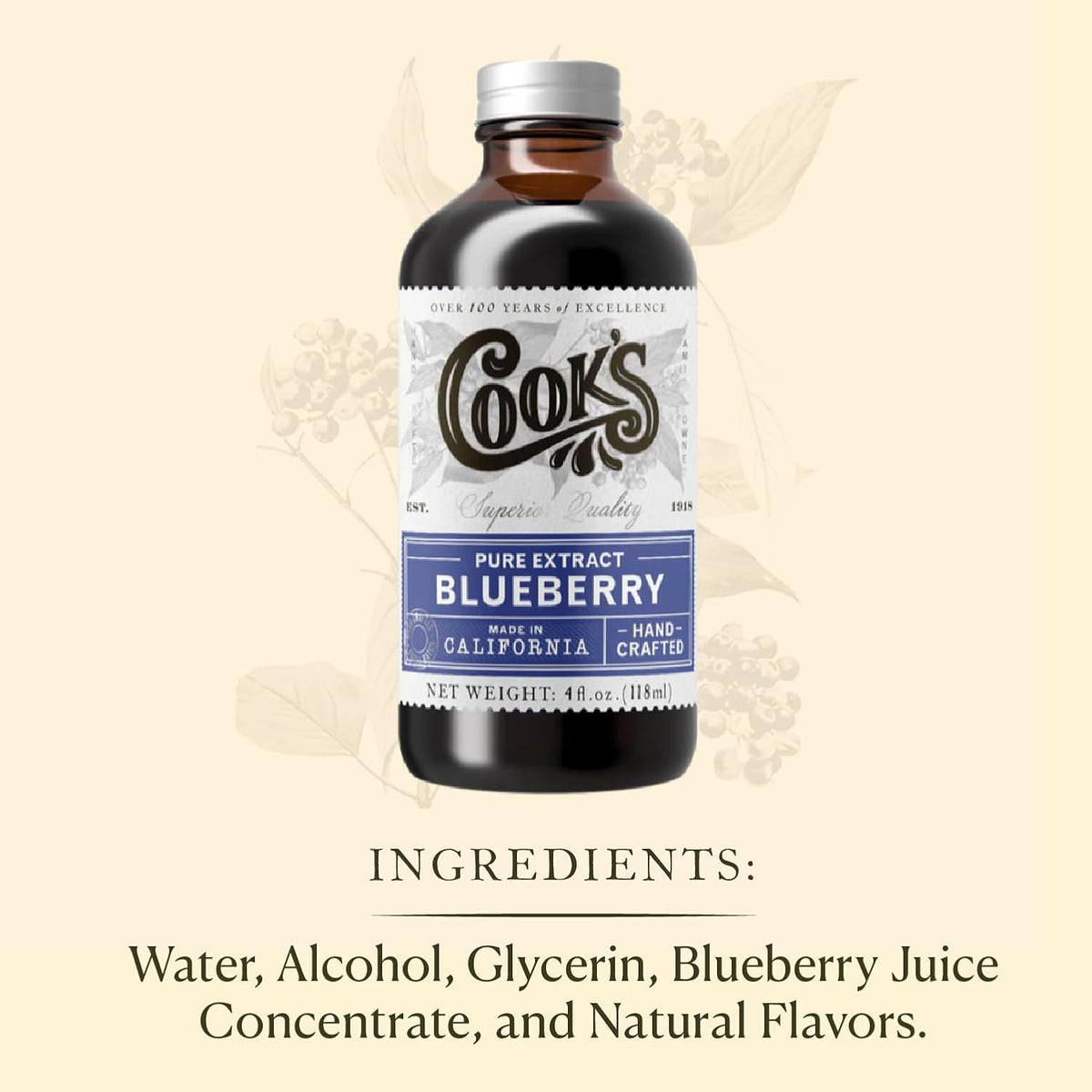 Cook's, Blueberry Extract for Baking, Pies, Jam, Jellies, Candies, Syrup, 8 oz