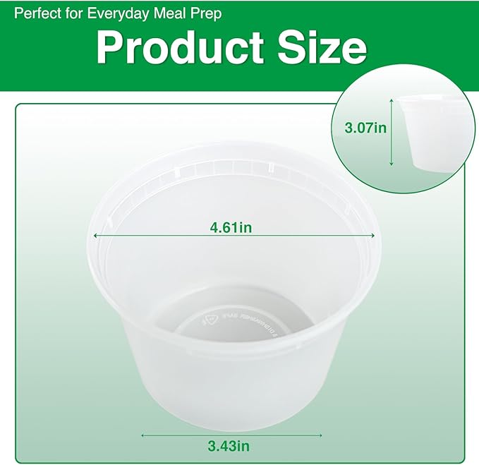 Deli Food Containers with Lids 16 oz-20 Pack Meal Prep Containers Food Storage Containers with Lids Stackable, Leakproof, BPA Free, Microwave Dishwasher Freezer Safe for Takeout Meal
