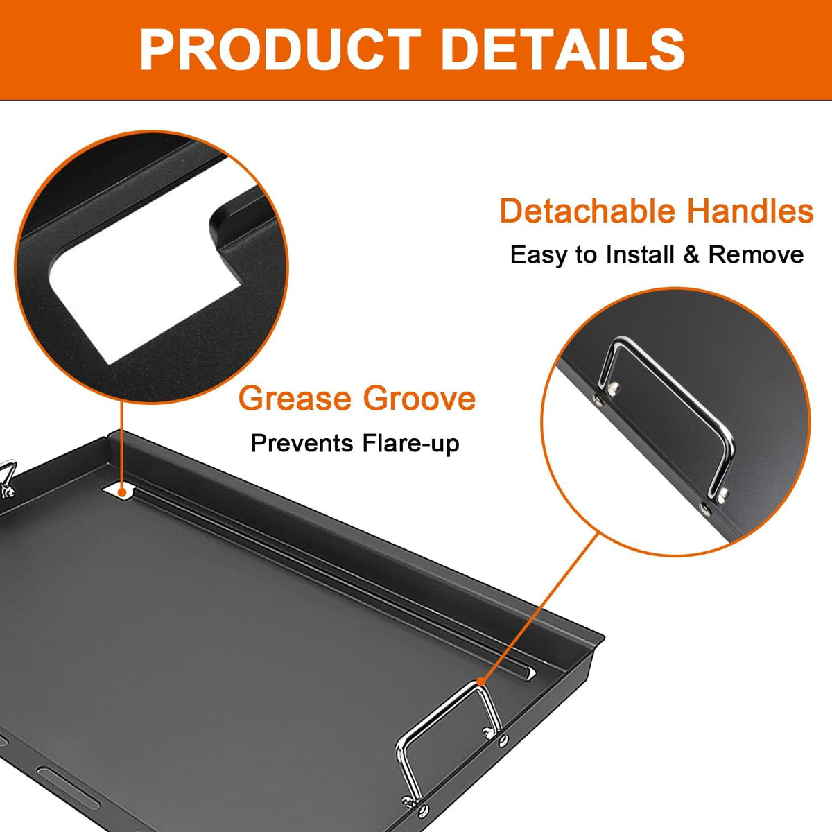 Full-Size Griddle Inserts for Nexgrill Home Depot 4 Burner & 5 Burner Grills 720-0830H 720-0830X 720-0888 720-0888N, Flat Top Griddle with Silicone Handles for Nexgrill 5 Burner 720-0882A 720-0882S