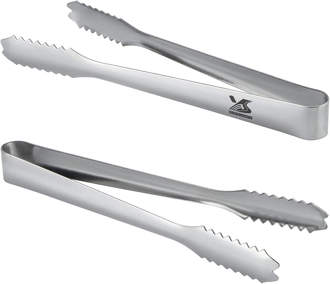 MSY BIGSUNNY Durable Stainless Steel Ice Tongs, 7 inch Sugar Cube Serving Tongs, Set of 2