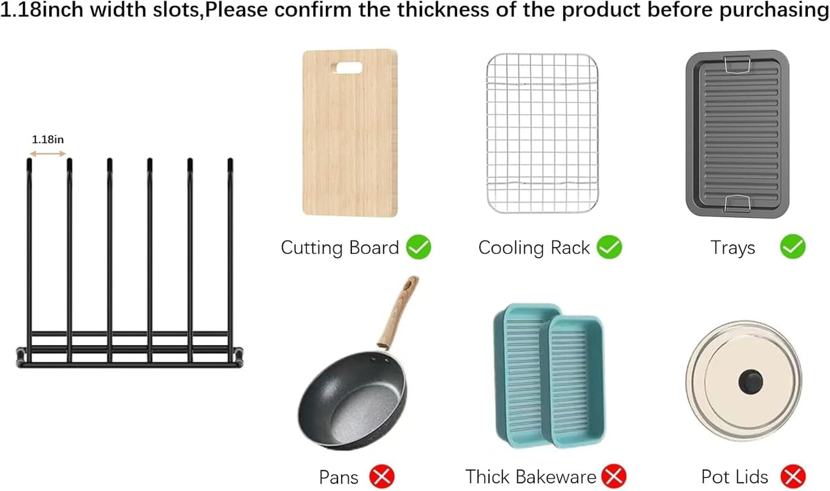 Cutting Board Organizer(1 Pc),Kitchen Cabinet Dividers for baking sheets,Bakeware Holder with 5 Slots,Space Saving,for used to Baking Tray and Chopping Storage