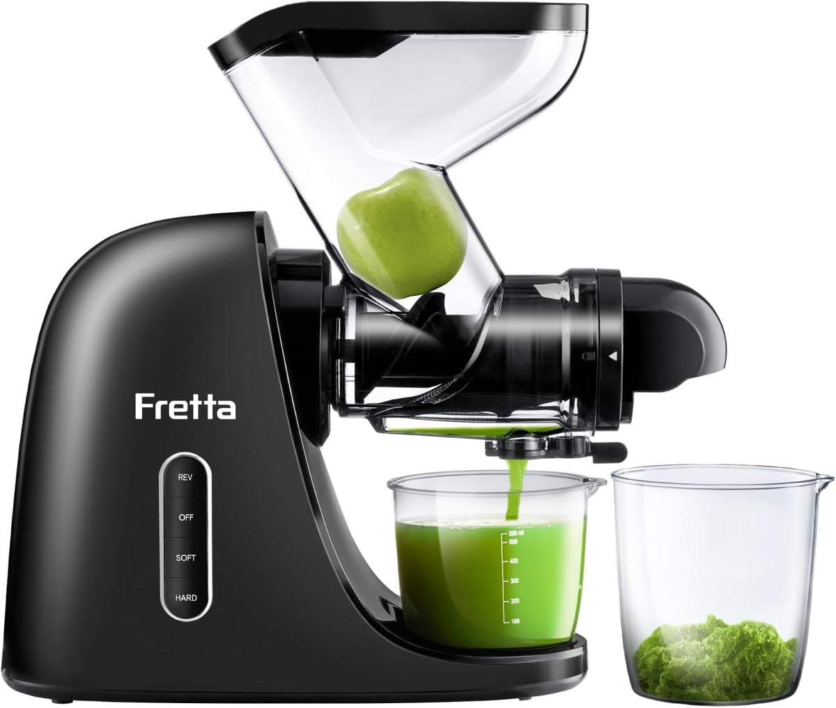 Juicer Machines, Cold Press Juicer, BPA Free Masticating Juicer Machines Vegetable and Fruit, 3-Inch Wide Feeding Chute, Easy to Clean,Quiet and Strong DC Power, 200W(Black)