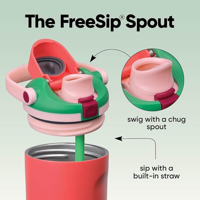 Owala FreeSip Sway Insulated Stainless Steel Water Bottle with Two-Way Spout, Built-In Straw and Bucket Handle, Made for Travel, School, and Sports, 30oz, BPA Free, Leak Proof, Strawberry Fields