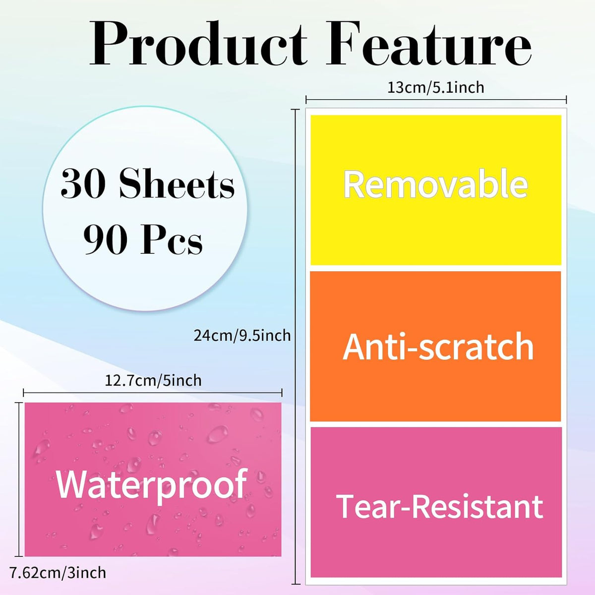 STARLIBOO Removable Colored Labels Stickers, 3X5 Inch Removable Large Label Stickers for Moving Boxes and Storage Bins- Waterproof- Tear Resistant (Multicolor