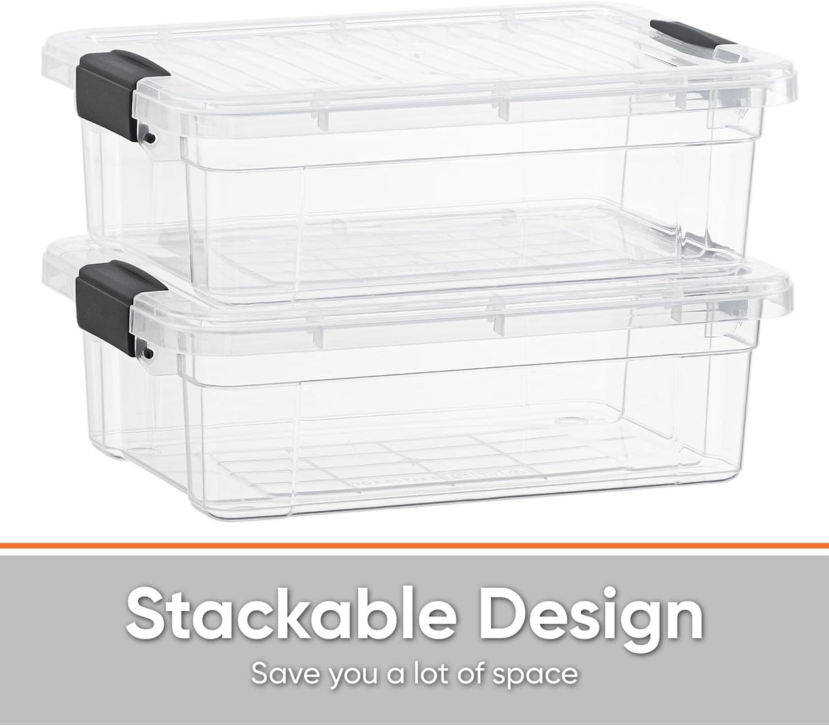 Superio Storage Bins with Lids- 2 Pack, 7.4 Qt Clear Boxes for Organizing, Stackable Plastic Containers- BPA Free, Non-Toxic, Odor Free, Organizer for Home, Office, Dorm