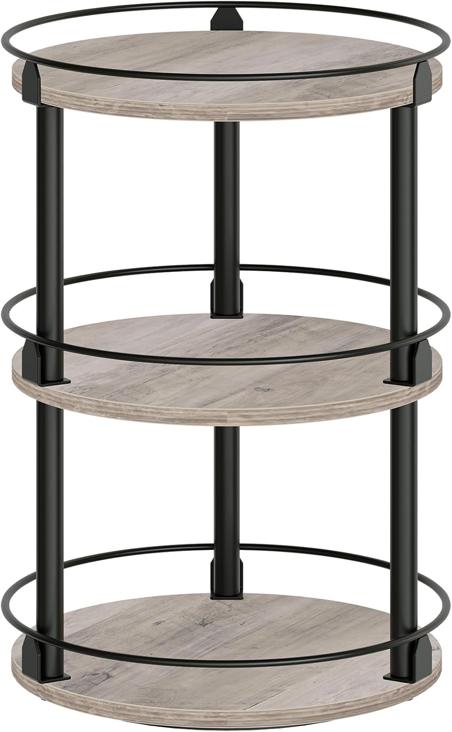 3-Tier Lazy Susan Organizer, Rotating Spice Rack, Spinning Organizer, Industrial Turntable Spice Rack Organizer for Cabinet, Kitchen Countertop, Greige and Black SR23BG