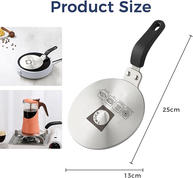 Glass Moka Pot for Stovetop & Induction - Italian Espresso Maker with Wood Handle & Leak-Proof Design - Comes with Induction Heat Diffuser Plate (6 Cup, 240ml)