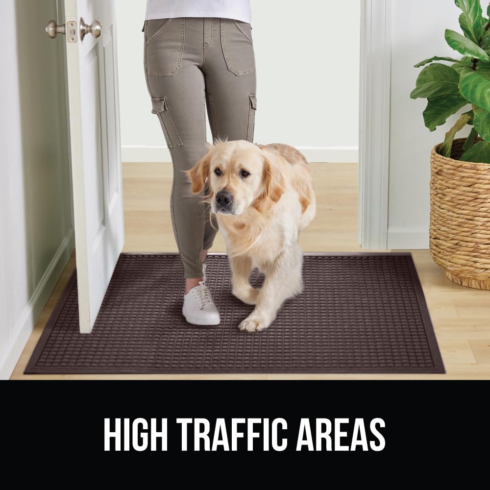 GORILLA GRIP Front Door Mat, 72x24, Indoor Outdoor Ultra Absorbent HydroAbsorb Doormat, Absorbs Up to 2.75 Cups of Water, Stain and Fade Resistant, Rubber Backing Doormats, Captures Dirt, Coffee