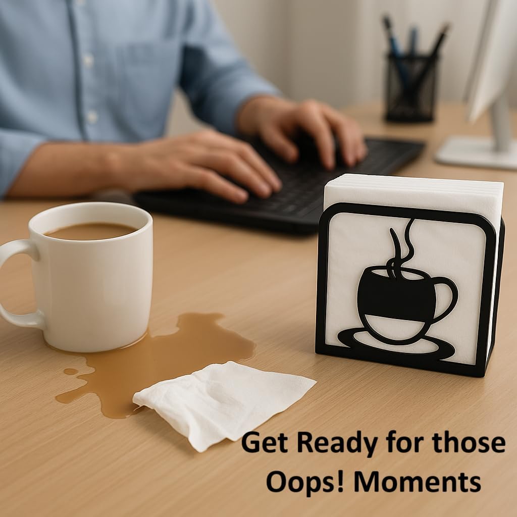 2-Pack Decorative napkin holder for table & coffee filter holder Set – Black coffee napkin holder – Fits Standard Napkins & coffee filter size #2 & #4