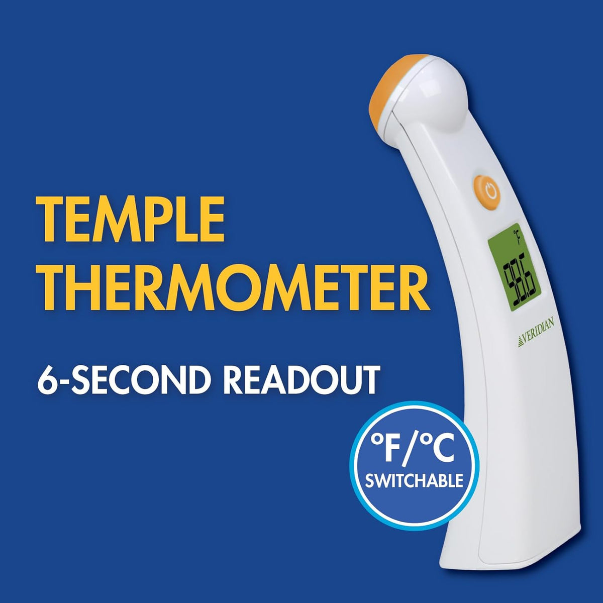 Veridian Temporal Contact Thermometer LCD Display 09-330 1 Each