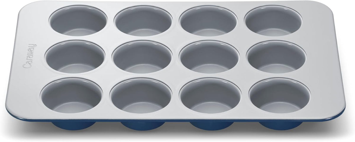 Caraway Non-Stick Ceramic 12-Cup Muffin Pan - Naturally Slick Ceramic Coating - Non-Toxic, PTFE & PFOA Free - Perfect for Cupcakes, Muffins, and More - Navy
