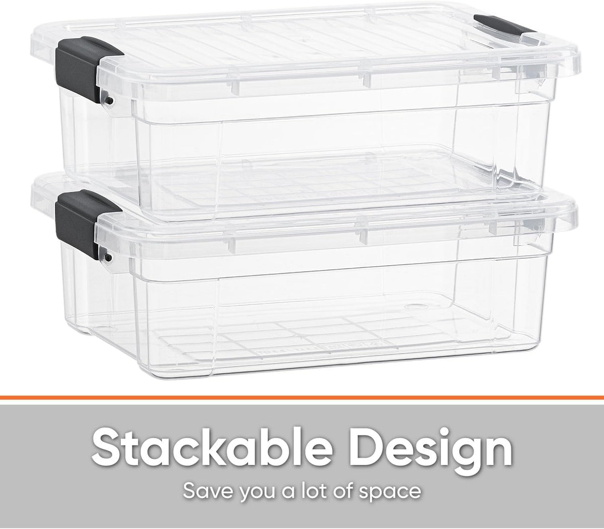 Superio Clear Storage Bins with Lids, Stackable Storage Box with Latches and Handles, Extra Small, 2 Pack 2 Quart