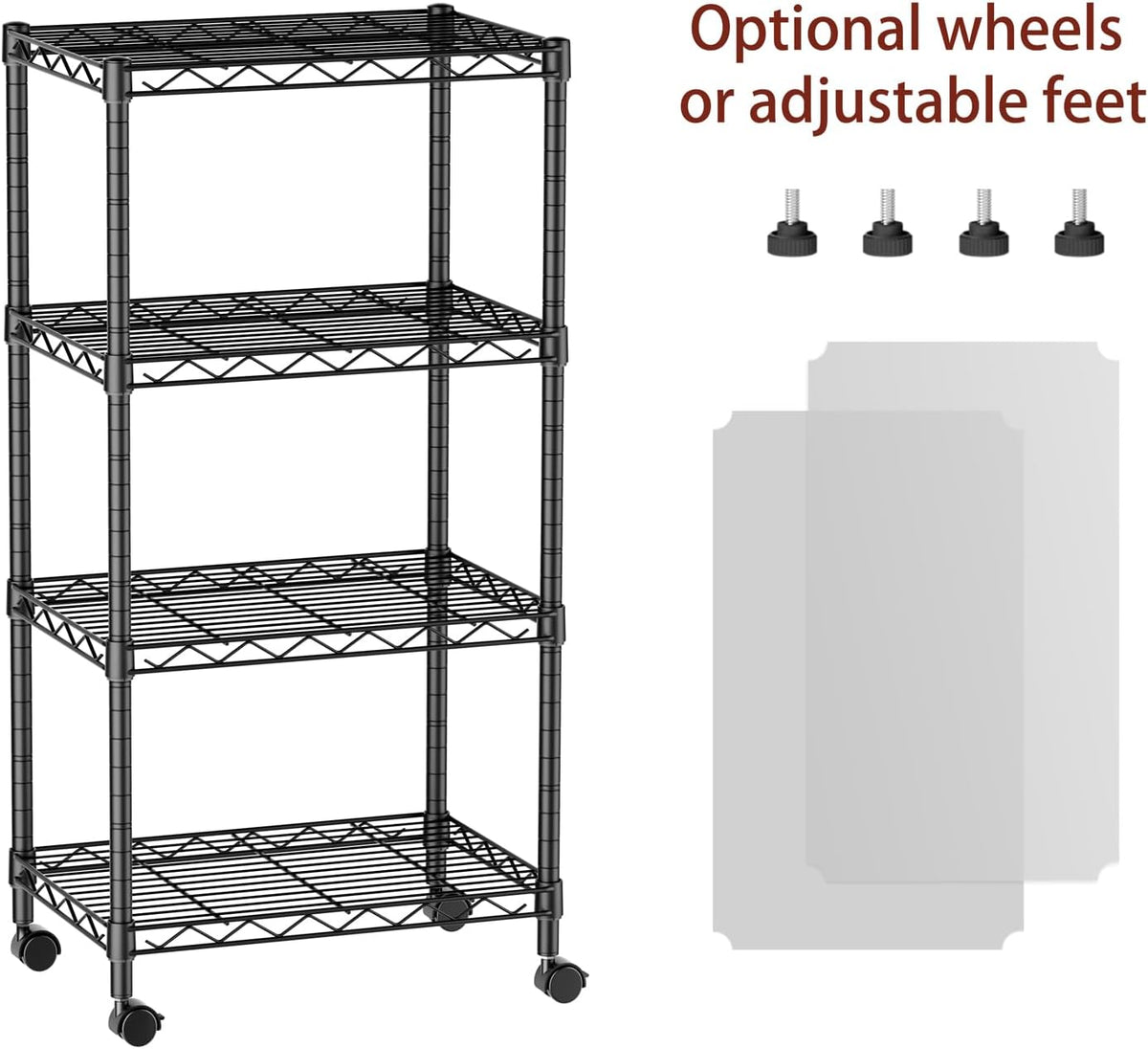 SINGAYE 4 Small Wire Shelves Kitchen Pantry Close Home Organizers and Storage Bathroom Shelf Laundry Room Organization Adjustable Book Metal Garage Shelving Unit