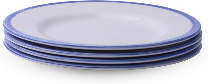 Portmeirion Potter's Brushstroke Dinner Plate (Set of 4) - 8" Earthenware Plates with Classic Brushstroke Rim - Microwave, Dishwasher, Freezer, Oven Safe - Ideal Modern Dinnerware Set (Blue)