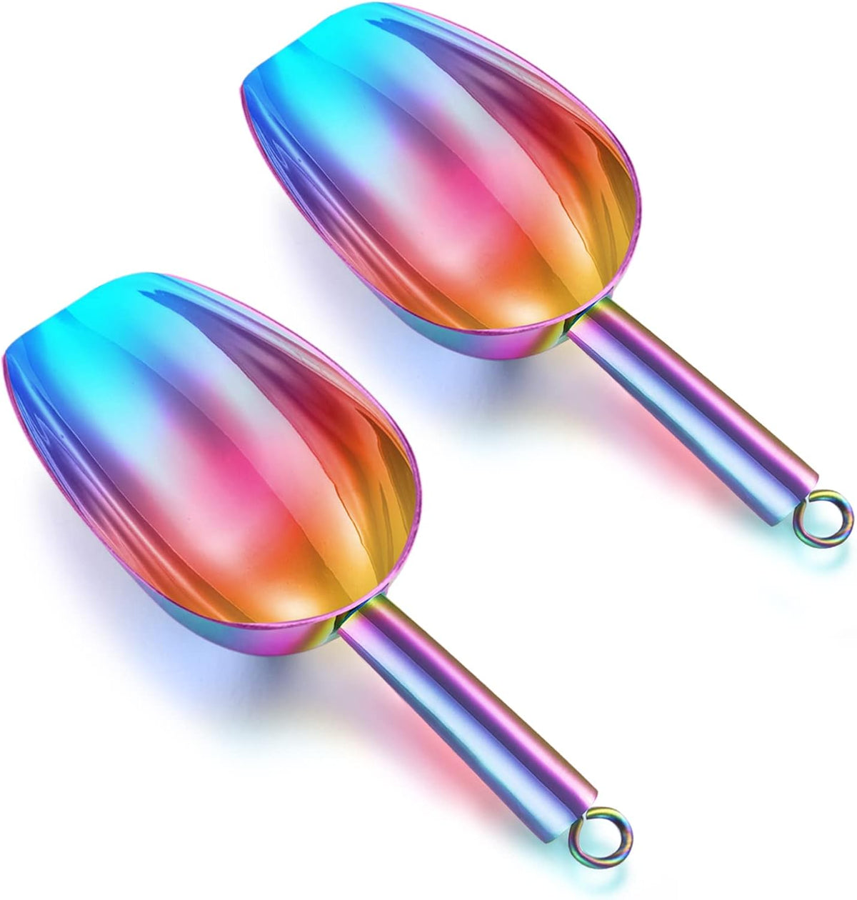 TeamFar Ice Scoop, 5oz Stainless Steel Canister Small Ice Candy Scoop for Kitchen Dispenser Buffet Jars, Healthy & Sturdy, Multi-use & Mirror Finish, Dishwasher Safe-2 PCS