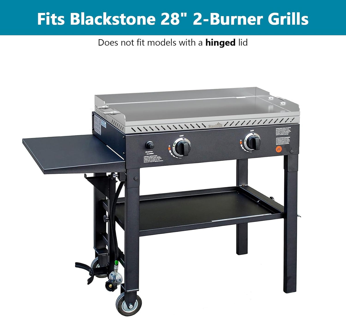 Stanbroil 28 inch Stainless Steel Flat Top Gas Grill Griddle Replacement for Blackstone 2-Burner Propane Fueled Grill Improved New Rear Grease Management System (Improved Version)