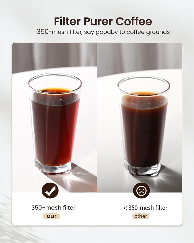 Maestri House Compact Cold Brew Coffee Maker, 40oz Iced Tea and Coffee Maker Brewer Space Saving Tritan Pitcher, 350 Mesh Filter, 100% Leak-Proof