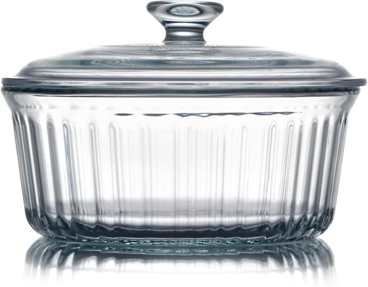 NUTRIUPS 2.4QT Glass Casserole with Lid, Borosilicate Glass, Round, Oven-Safe Baking Dish