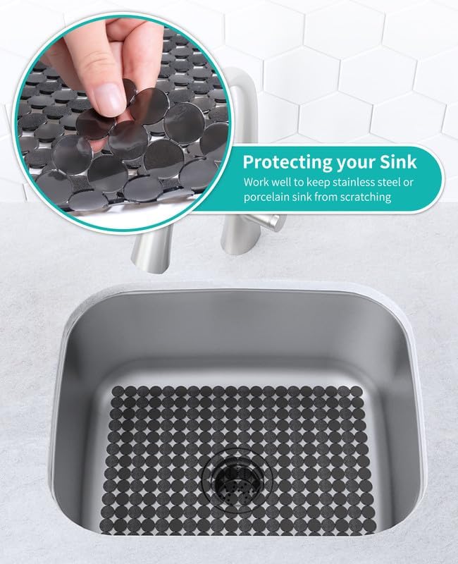 Bligli 2-Pack Kitchen Sink Mat: PVC Adjustable Sink Protector | Sink liner Pad | Dish Drying Mats, Easy to Clean & DIY Cut | 15.7 x 11.8 inch (Grey)
