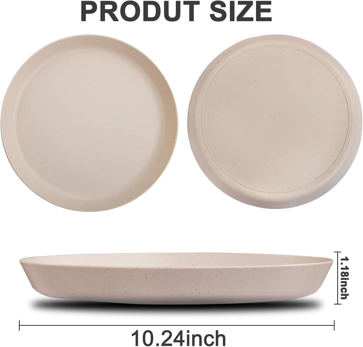 EI 18pcs Beige Wheat Straw Plates,Unbreakable Reusable Plastic Plates,Melamine Plate for Camping,Picninc,Family Dinner,wheat straw Dinnerware Sets