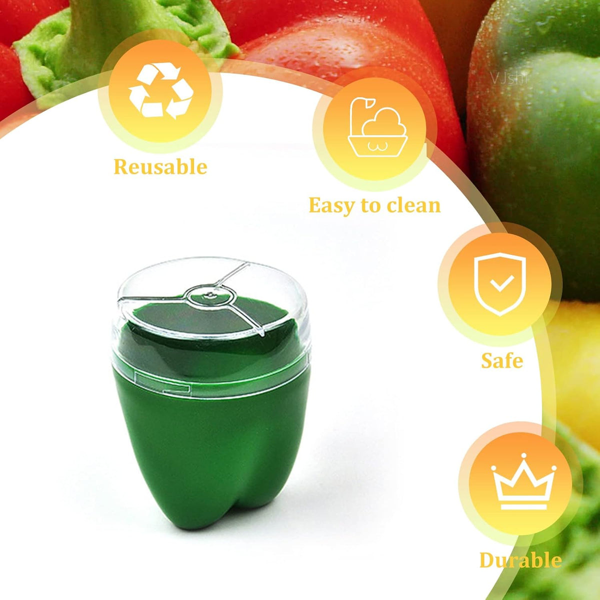 Green Pepper Storage Containers, Reusable Green Pepper Keeper for Refrigerator, Individual Red Pepper Saver Holder Organizer for Fridge to Keep Green Pepper Fresh