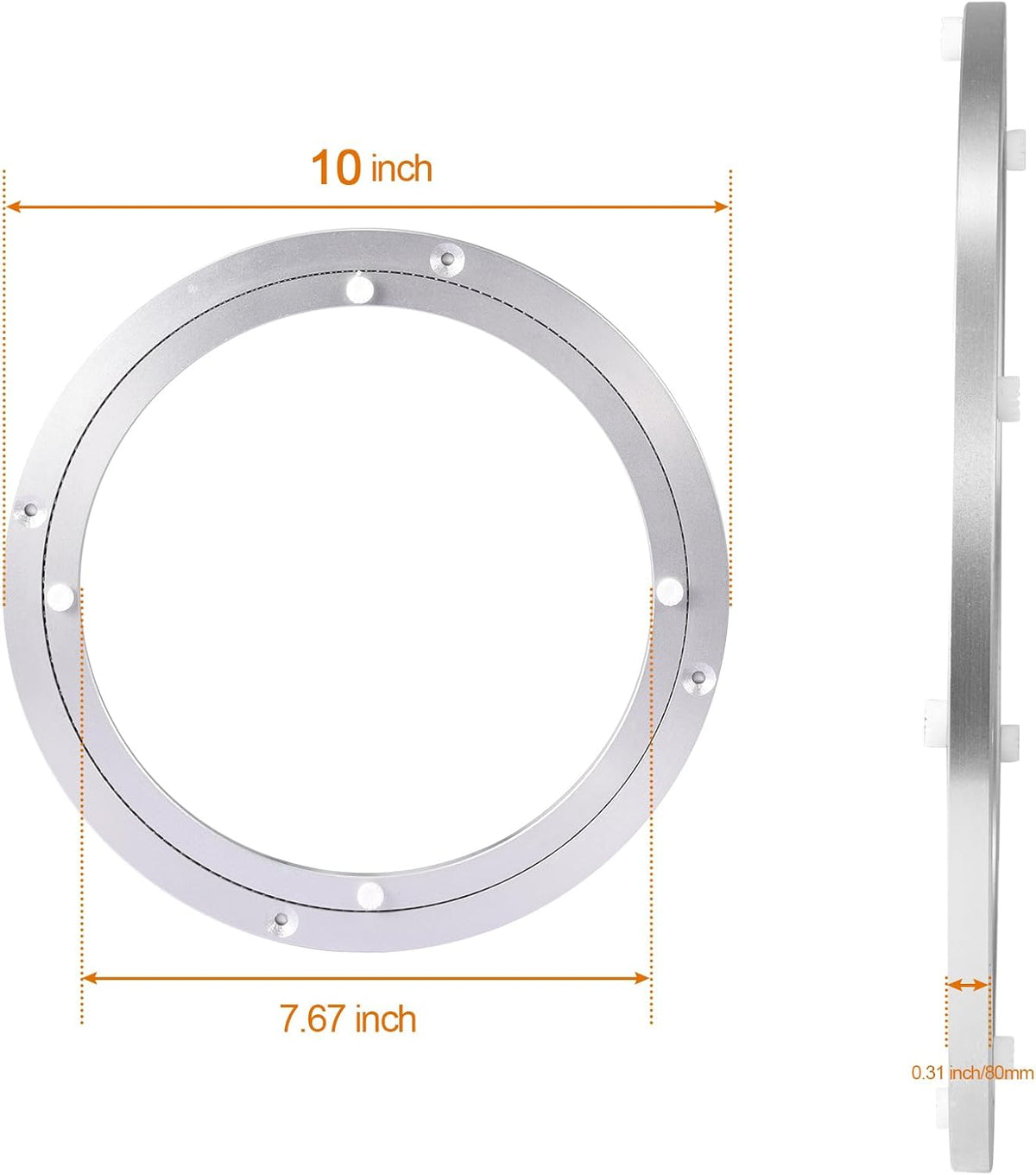 Lazy Susan Turntable Bearings Swivel Plate Hardware Aluminum Metal for Dining-Table and Workbench (10 Inchs) … …