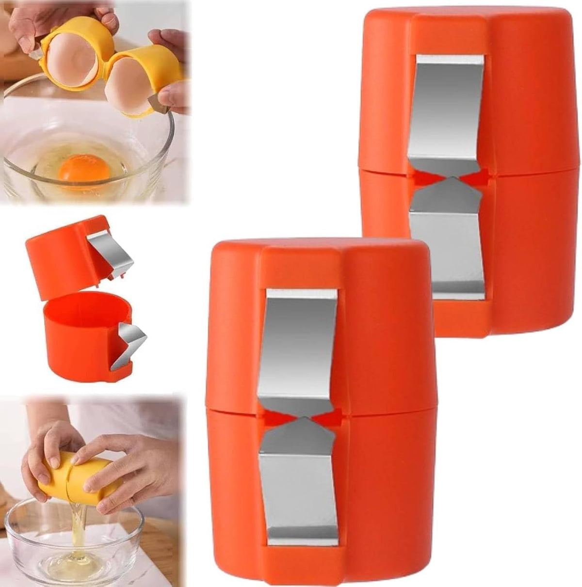 Egg Topper Cutter Tool Egg Cracker Tool Egg Shell Opener Hard Boiled Egg Peeler Egg Shell Opener for Hard Boiled Eggs Egg Cracker Tool For Eggs Kitchen Gadgets (2, Orange)