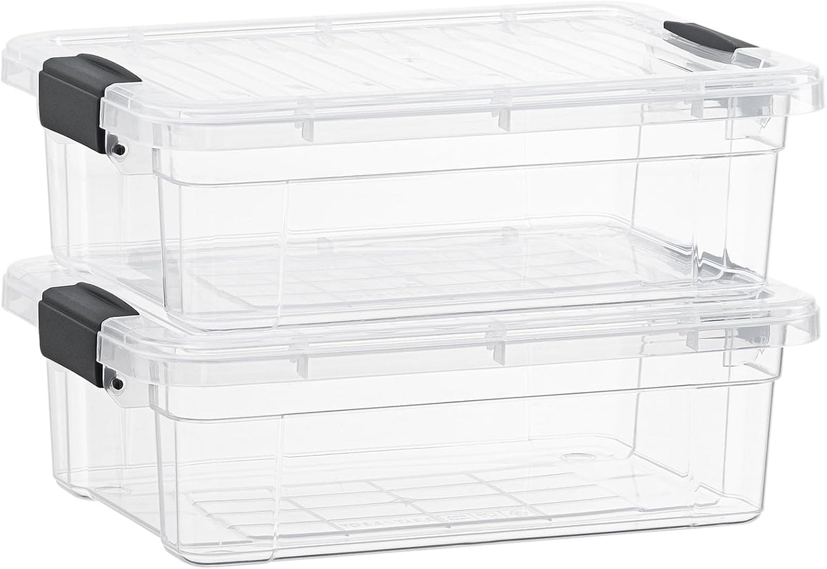 Superio Storage Bins with Lids- 2 Pack, 7.4 Qt Clear Boxes for Organizing, Stackable Plastic Containers- BPA Free, Non-Toxic, Odor Free, Organizer for Home, Office, Dorm