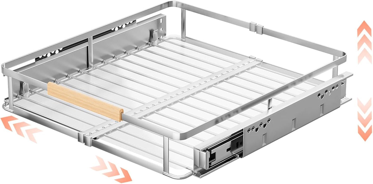 1Pack Expandable Pull Out Cabinet Organizer, Slide Out Drawers for Kitchen Cabinets, Heavy Duty Drawer Slides for Home Kitchen Pantry Cupboard Pots Pans, Adjustable Width 11.8"~18" W x 17.3''D