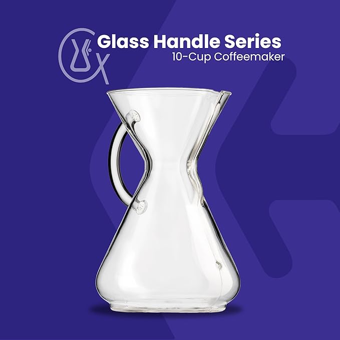 Chemex Pour-Over Glass Coffeemaker - Glass Handle Series - 10-Cup - Exclusive Packaging