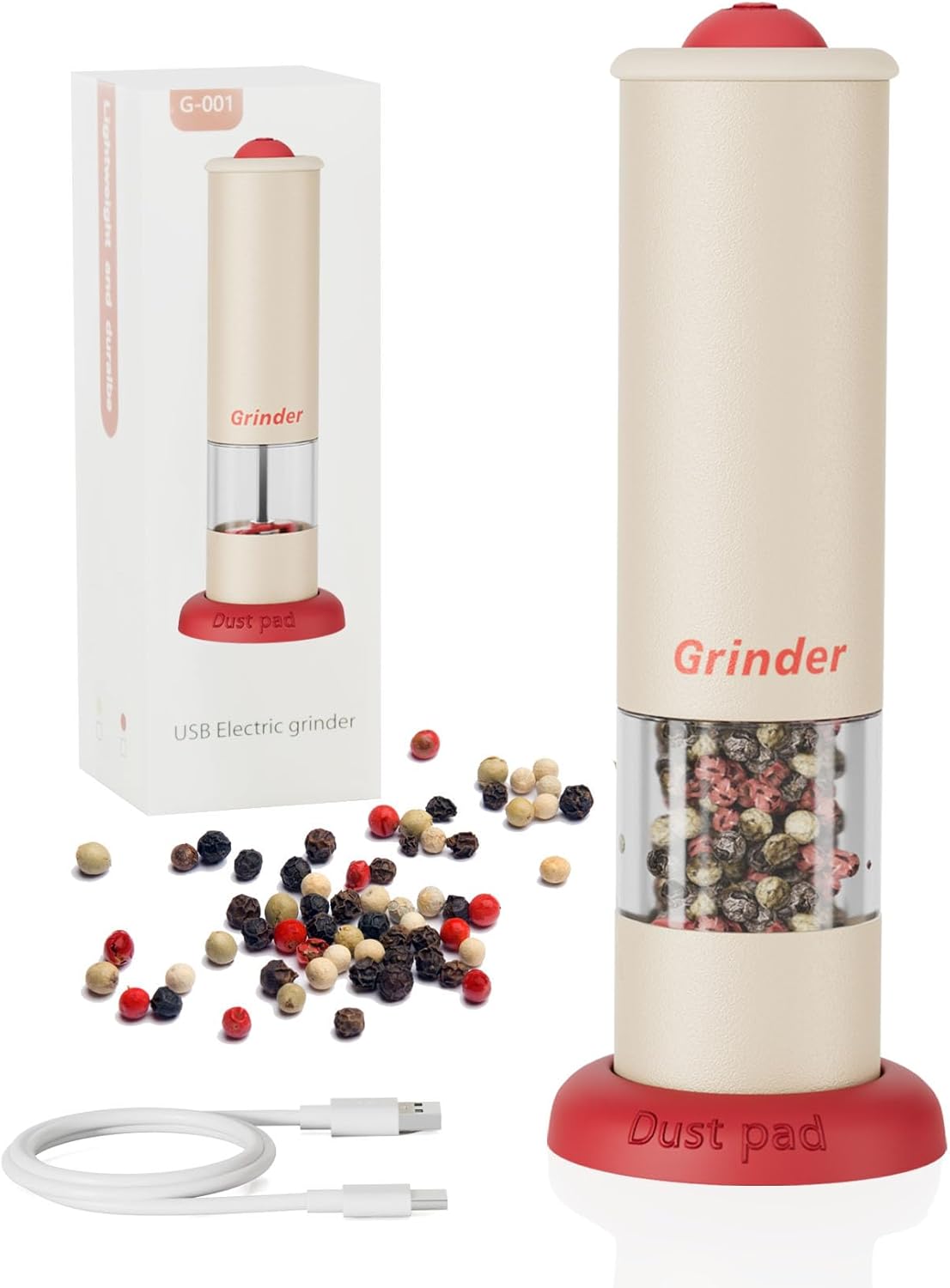 Electric Salt and Pepper Grinder Set, USB Rechargeable Adjustable Coarseness Automatic Salt Pepper Mill Shakers/Grinder Kitchen Spice Mill for Outdoor, Home Chefs, New House Warming Gifts