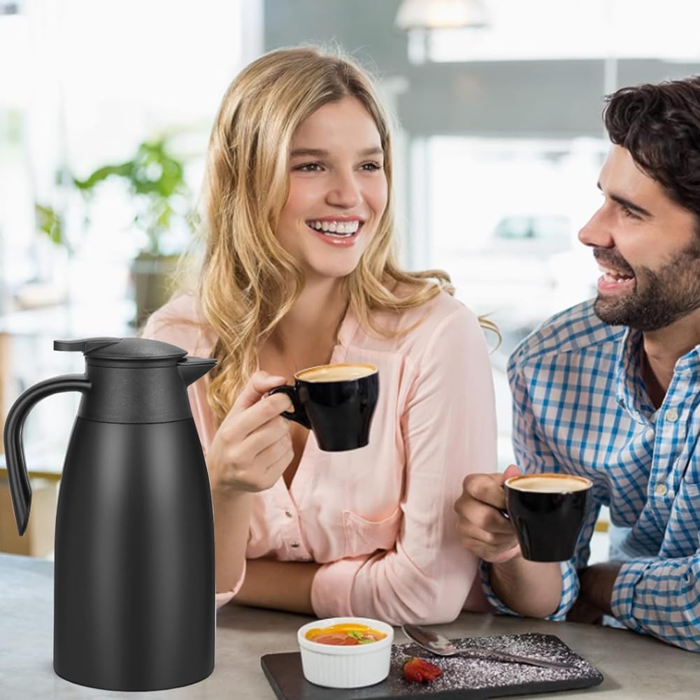 70 oz Thermal Coffee Carafe Stainless Steel, Insulated Coffee Carafe - Double Walled Vacuum Coffee Thermos Water Beverage Dispenser for Keeping12 Hour Hot/24 Hour Cold Water, Thermal carafe (Blake)