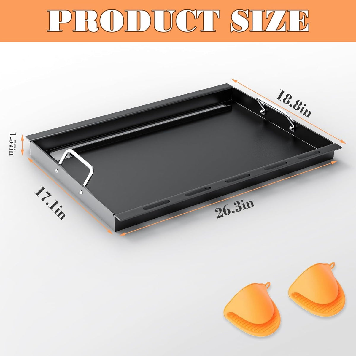 6788 Full Size Griddle Insert Replacement Part for Weber Genesis II E320 E310 EP310 EP330 E325 Gas Grill, Flat Top Grill Griddle with Handles for Genesis II 300 Series GS4, Replace for 66095 66802