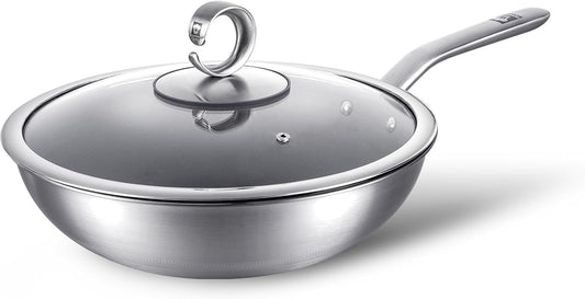 13 in Titanium Wok with Lid – Nonstick Wok & Stir-Fry Pan, All Stovetops & Induction Safe, Oven & Dishwasher Safe, Non-Toxic, No Coating – Durable Titanium Cookware, Frying Pan & Pot
