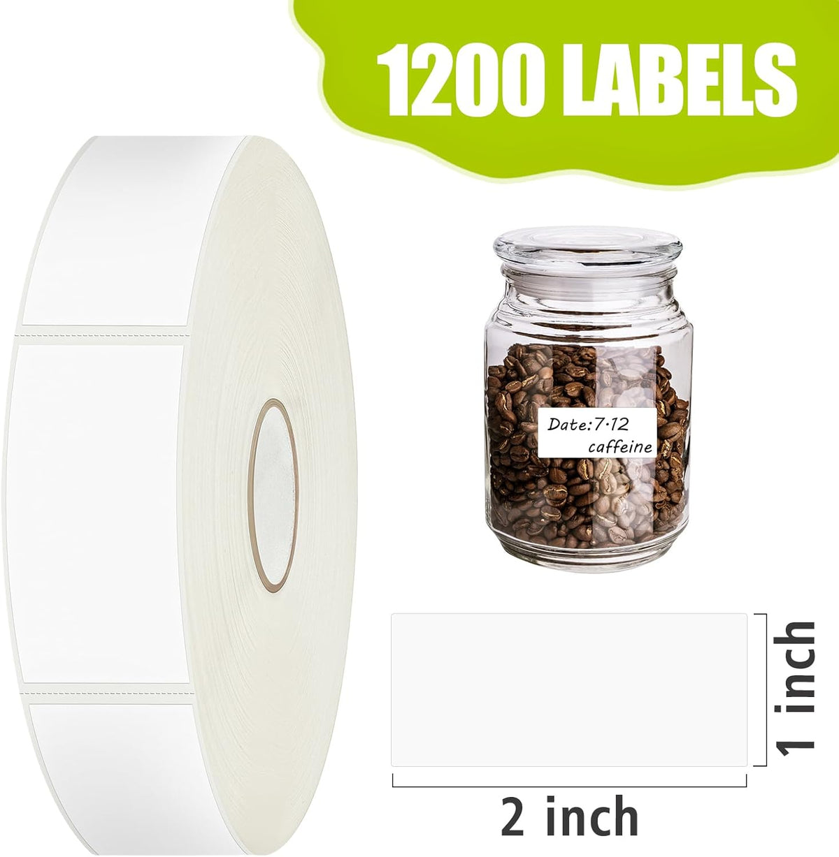 1200 Blank Removable Freezer Labels Water Oil Resistant with Perforation Line for Easy Distribution and Use,Apply Food containers Jars,and Kitchen Pantry Organization (1 "x 2")