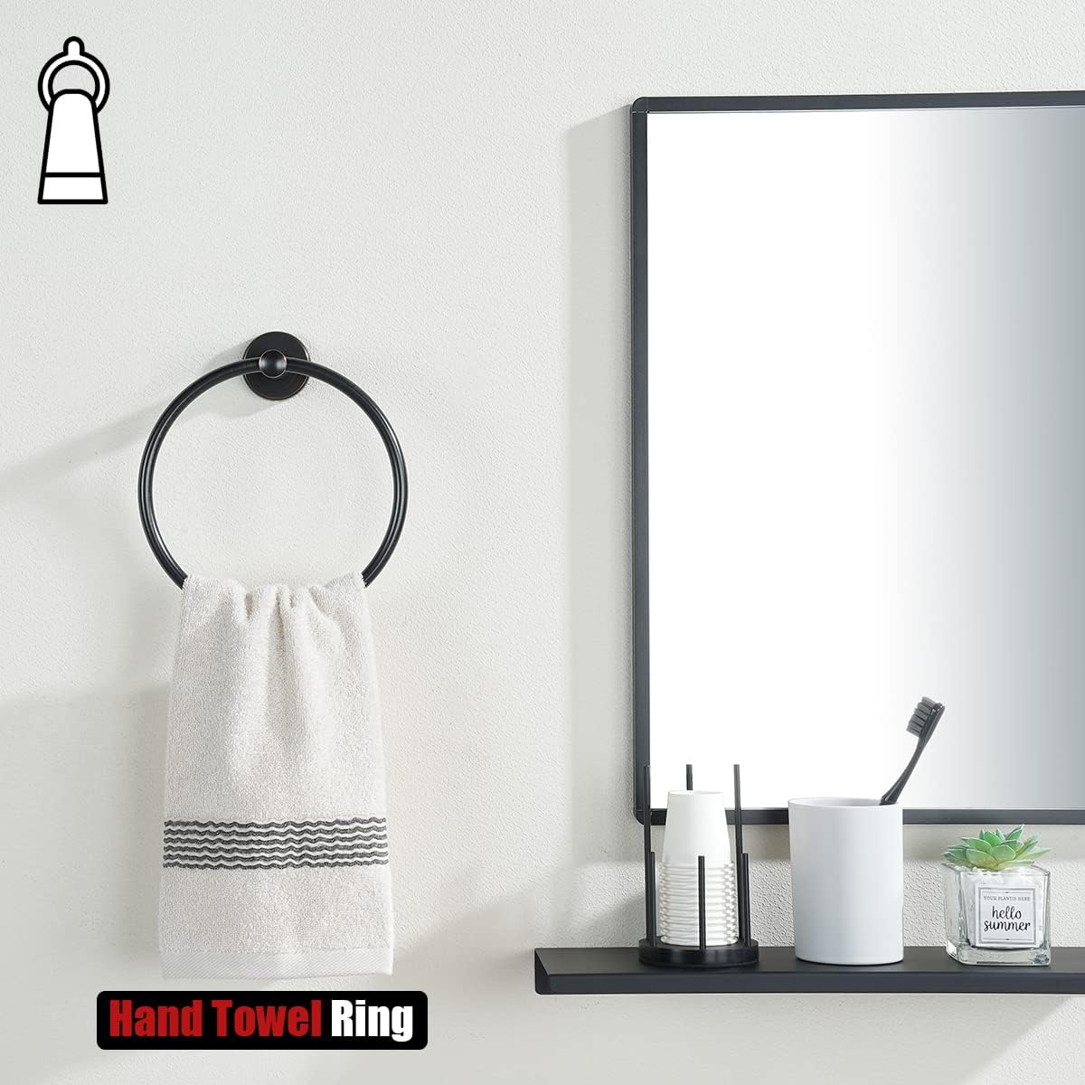 JQK Towel Ring Oil Rubbed Bronze, Stainless Steel Hand Towel Holder for Bathroom, ORB Wall Mount, TR130-ORB