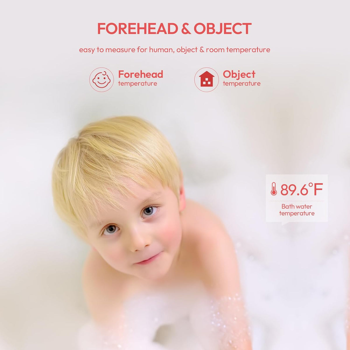 Forehead Thermometer for Adults, Kids & Babies, No-Touch Digital Thermometer with LCD Backlight Display, Fever Alarm and 1s Instant Reading - Pink