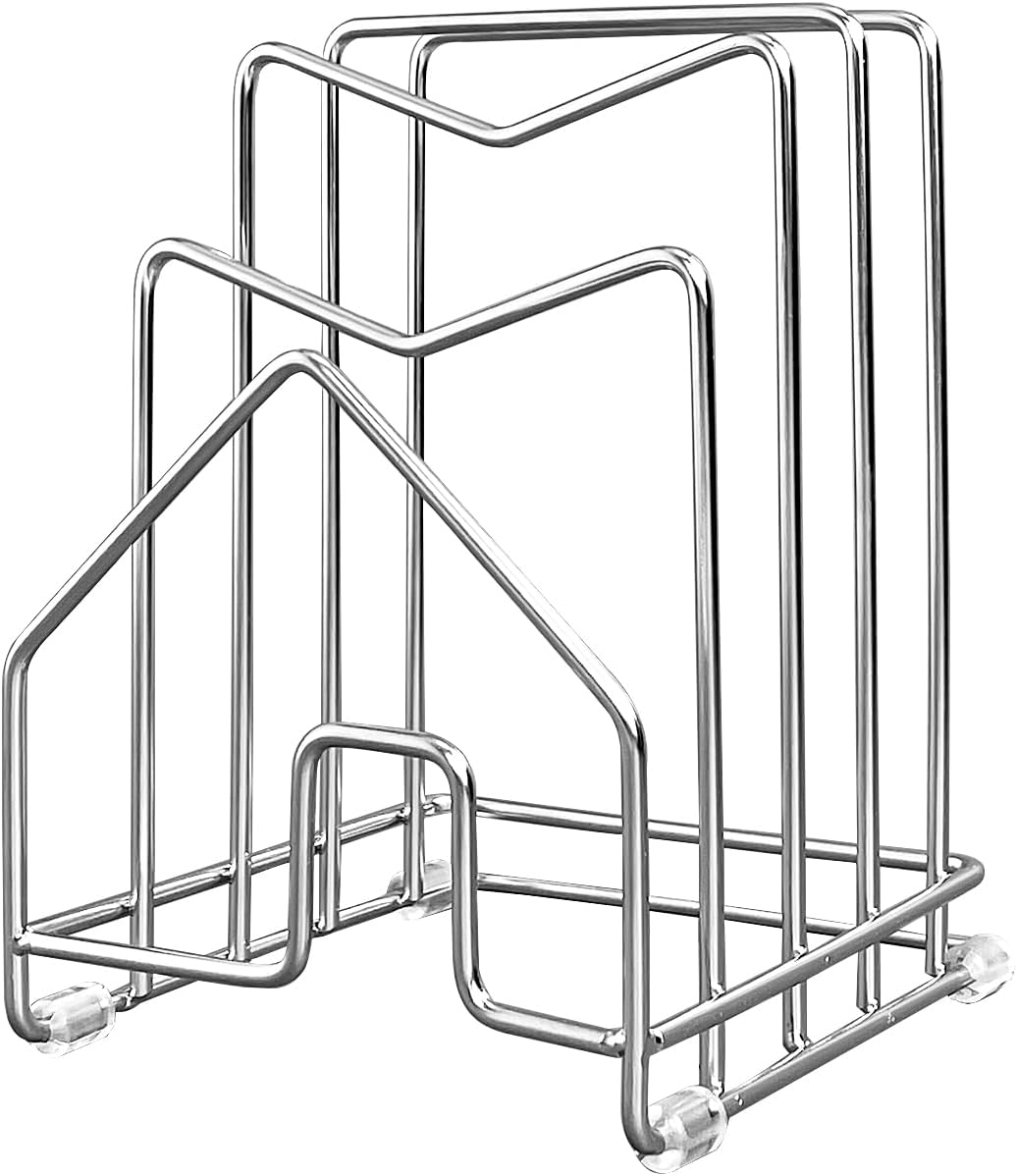 Pot Lid Organizer Cutting Board Holder Inside Cabinet 304 Stainless Steel Pots and Pan Organizer Under Cabinet Pot Cover Cookie Sheet Bakeware Serving Tray Cooling Rack Stand Kitchen Countertop