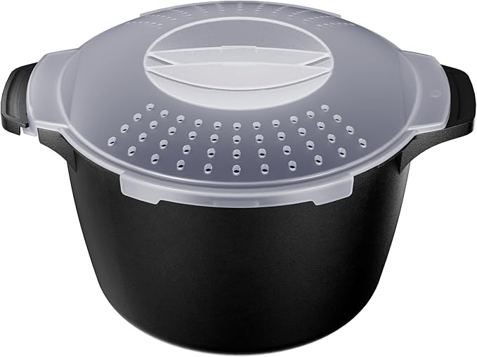 Large Microwave Cookware Steamer 2 Quart - AJXX Micro Cookware Vegetable Steamer for Cooking, Microwave Cooker with Food Container, Removable Filter and Lockab - BPA Free, Dishwasher Safe