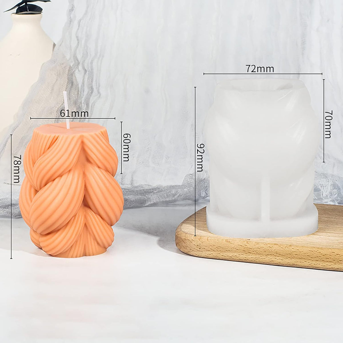 Spiral Candle Mold Spiral Cylinder Mold Pillar Candle Mold Soap Mold Clay Mold Candle Making Molds Craft Supplies 3D Mold Silicone Mold for Resin Resin Casting Mold