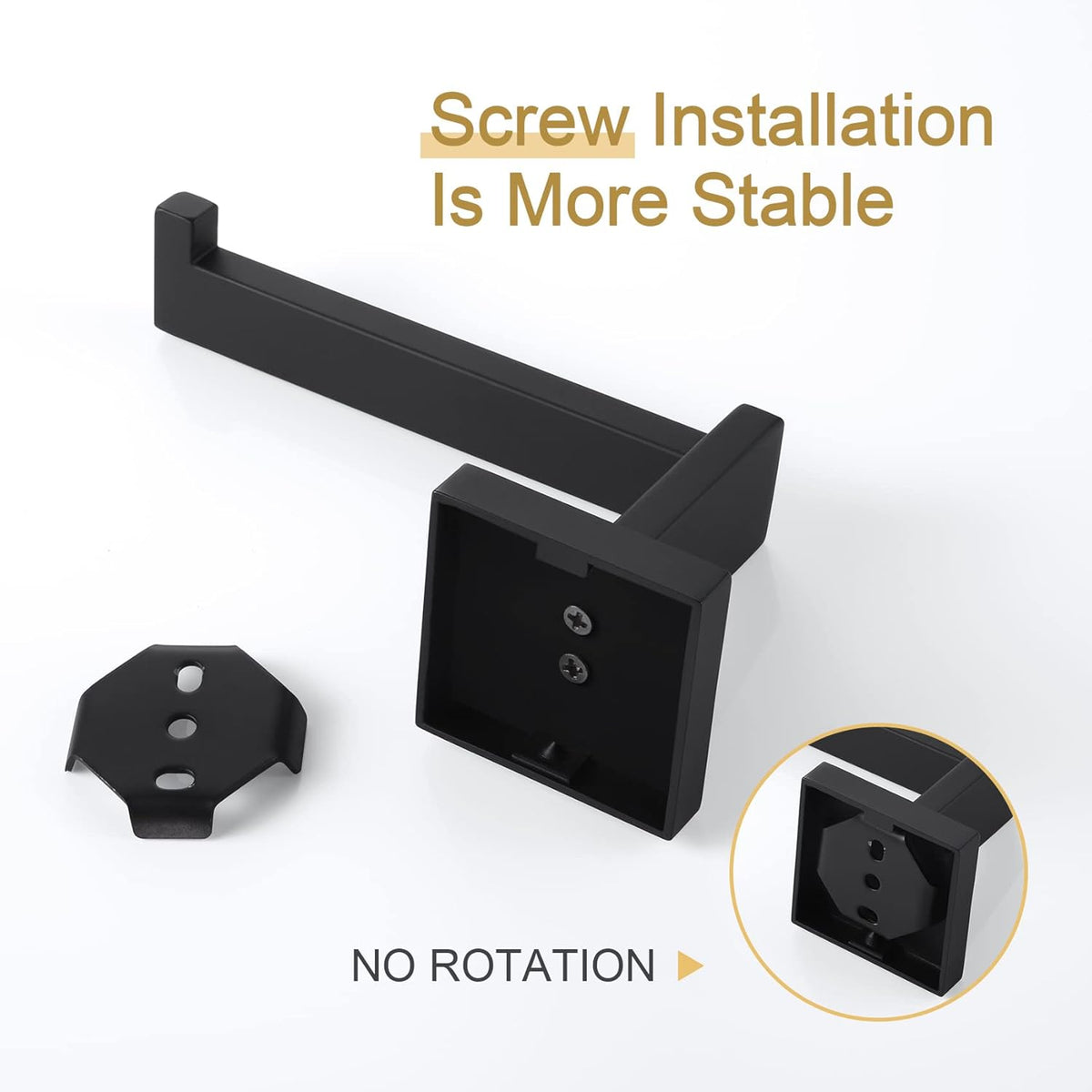 KOKOSIRI Black Toilet Paper Holders Bathroom Toilet Paper Roll Holder SUS304 Stainless Steel Contemporary Wall Mounted, 2 Pack, B2003BK-P2