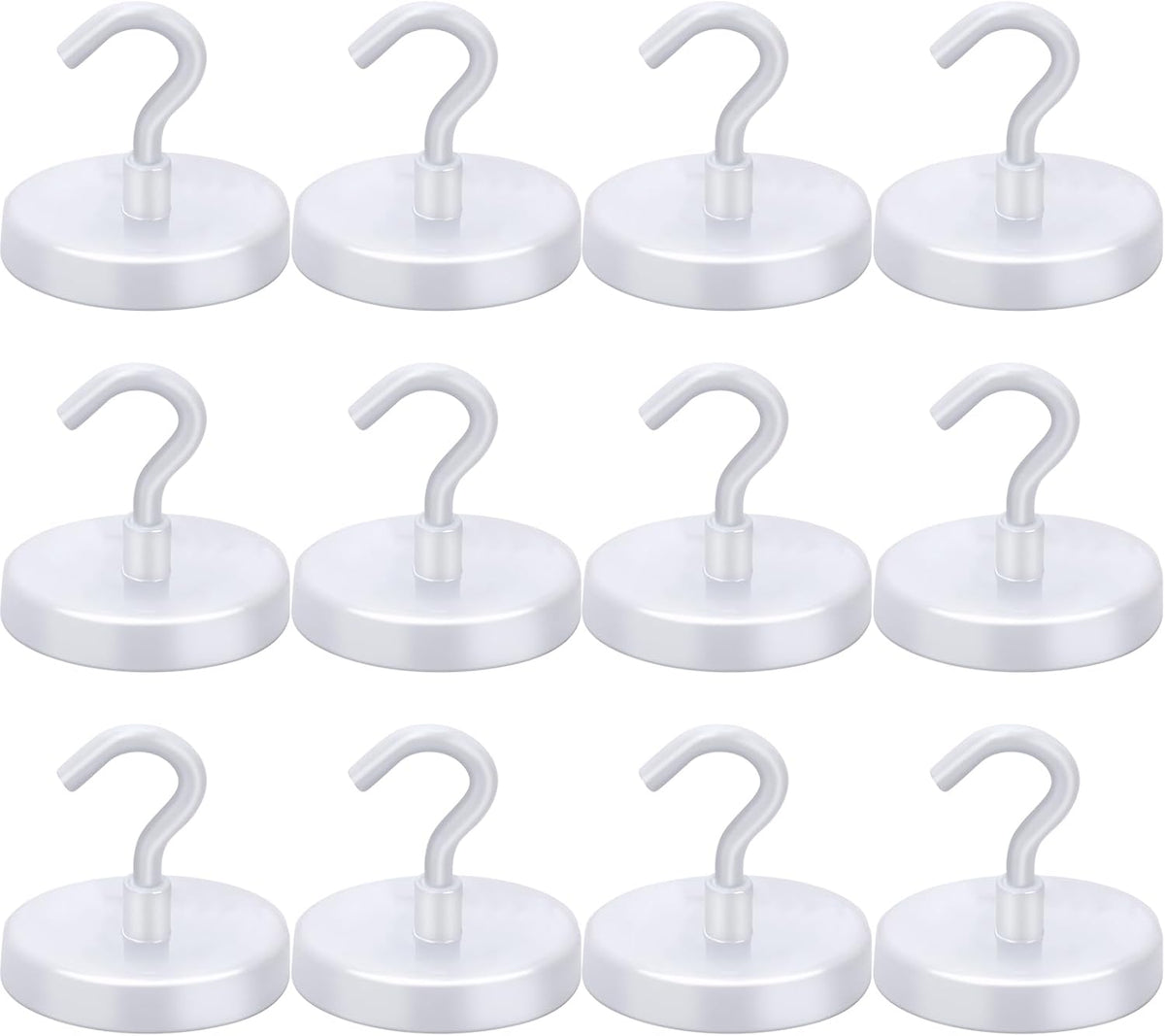 LOVIMAG Cruise Ship Essentials - 150Lbs Heavy Duty White Magnetic Hooks for Cruise Cabins - Strong Hanging Hooks - 12 Pack