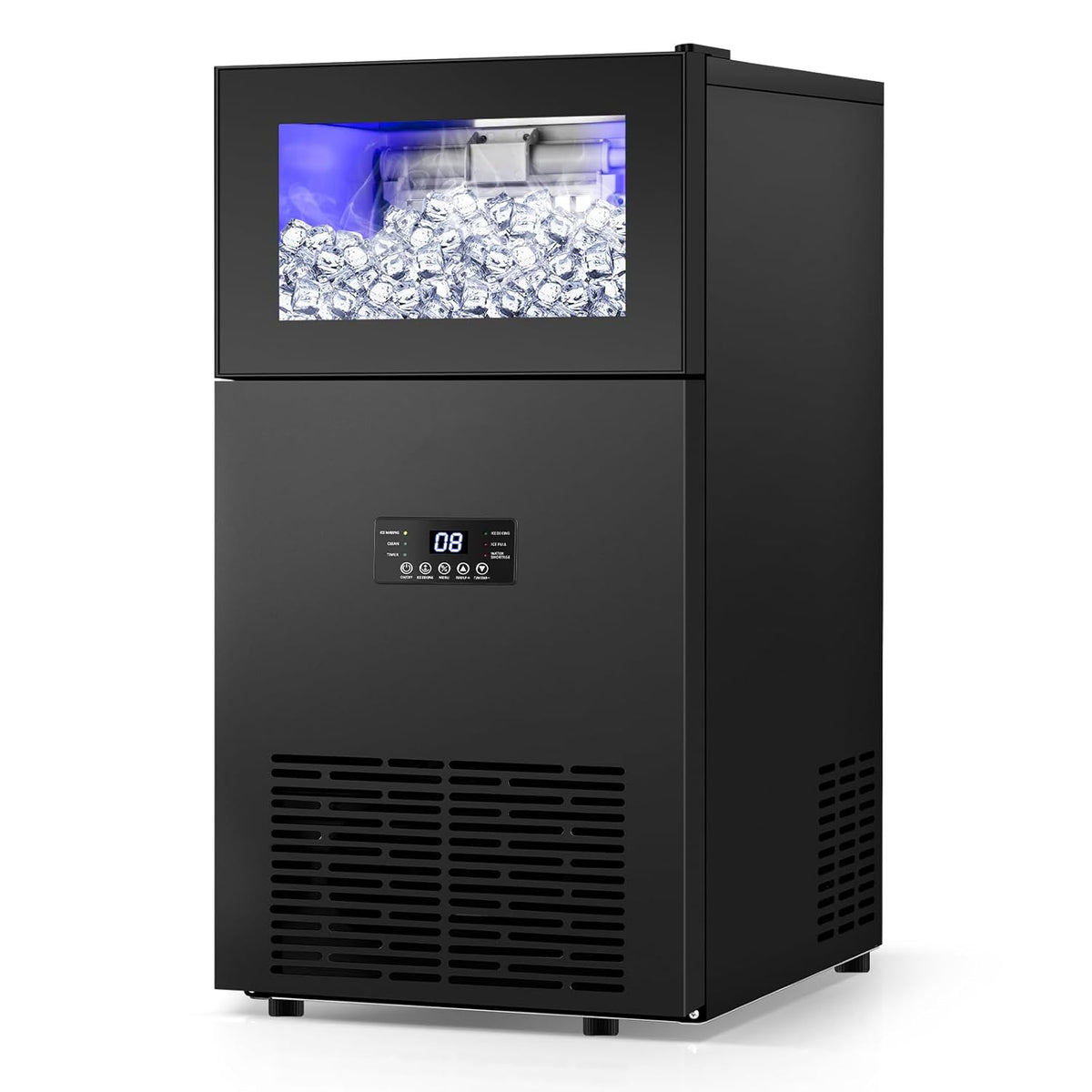 Commercail Ice Maker 160Lbs/24H with 35Lbs Ice Capacity,Upgraded 15" Wide Under Counter Ice Machine 63Pcs Ice Cubes, Commercial Ice Machine Self Clean Stainless Steel Built-in or Freestanding